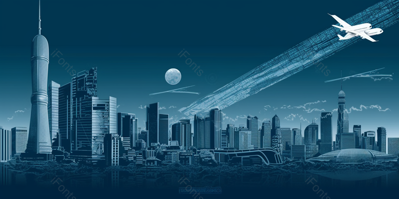 飞机航线城市夜景卡通背景,插画/手绘图,插画/手绘图库,插画/手绘图下载,插画/手绘
